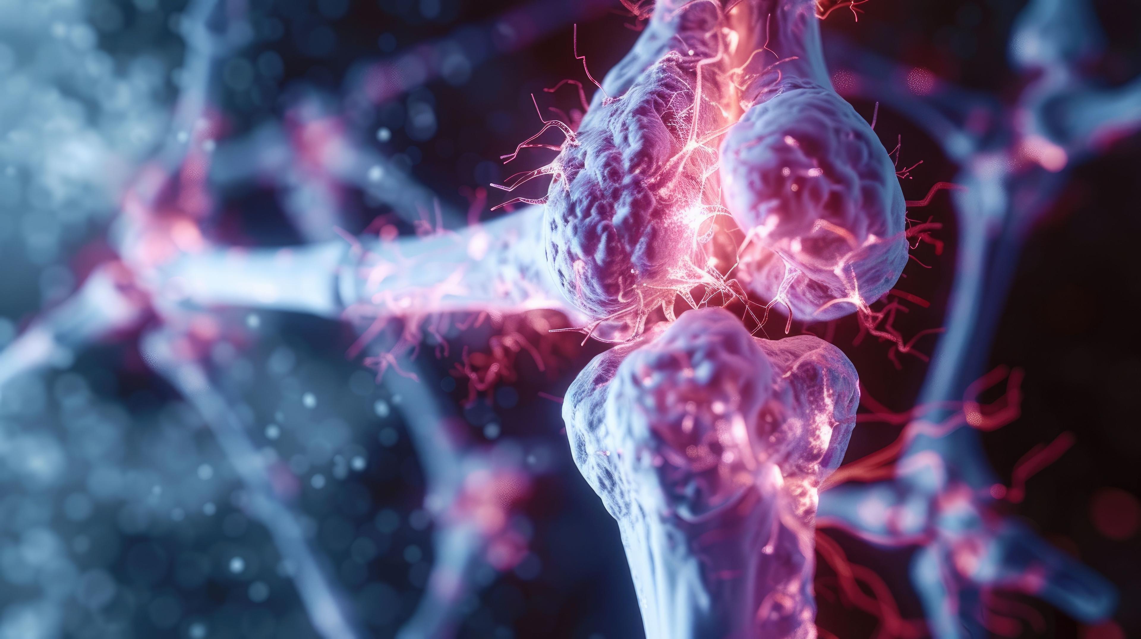 Close-up of a medical diagram showing the progression of arthritis in joint tissue.