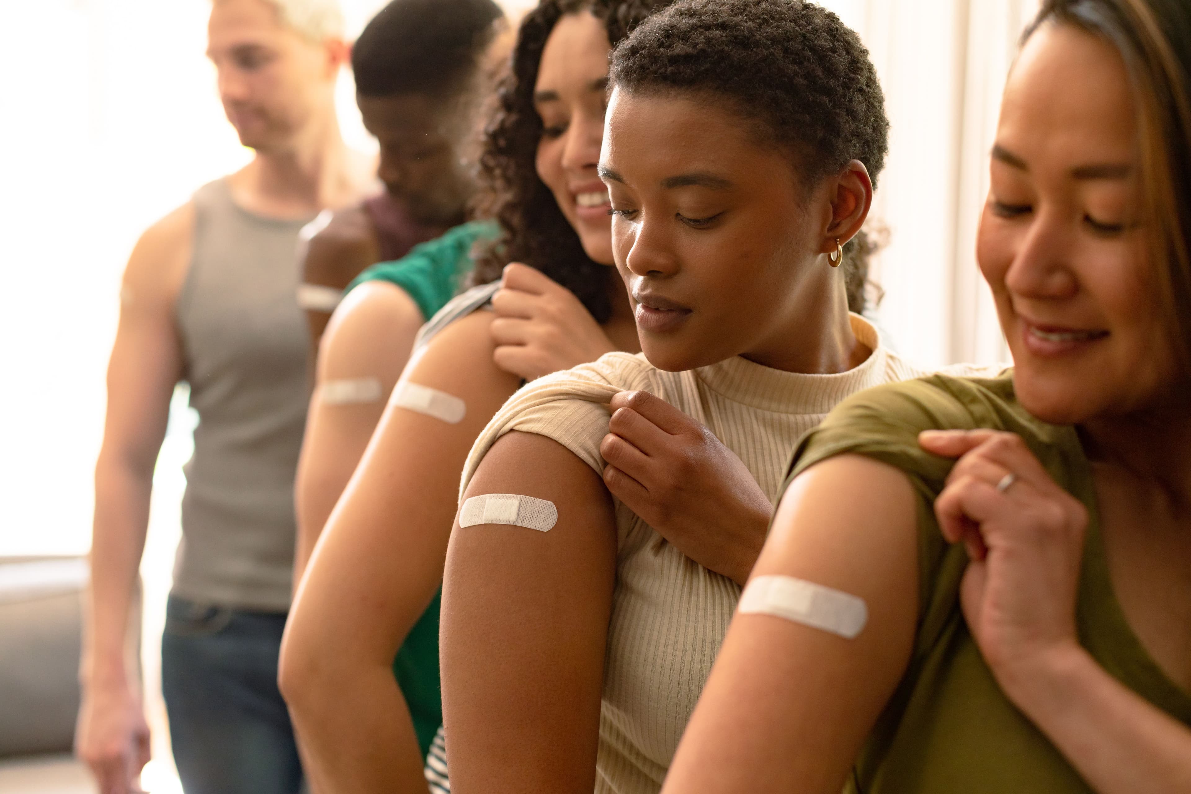 A group of women after getting vaccines