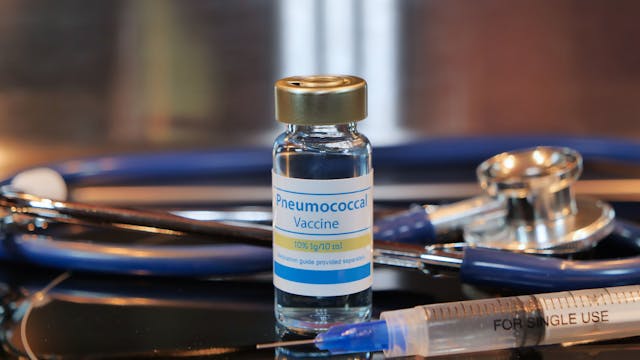 Vial of pneumococcal vaccine.