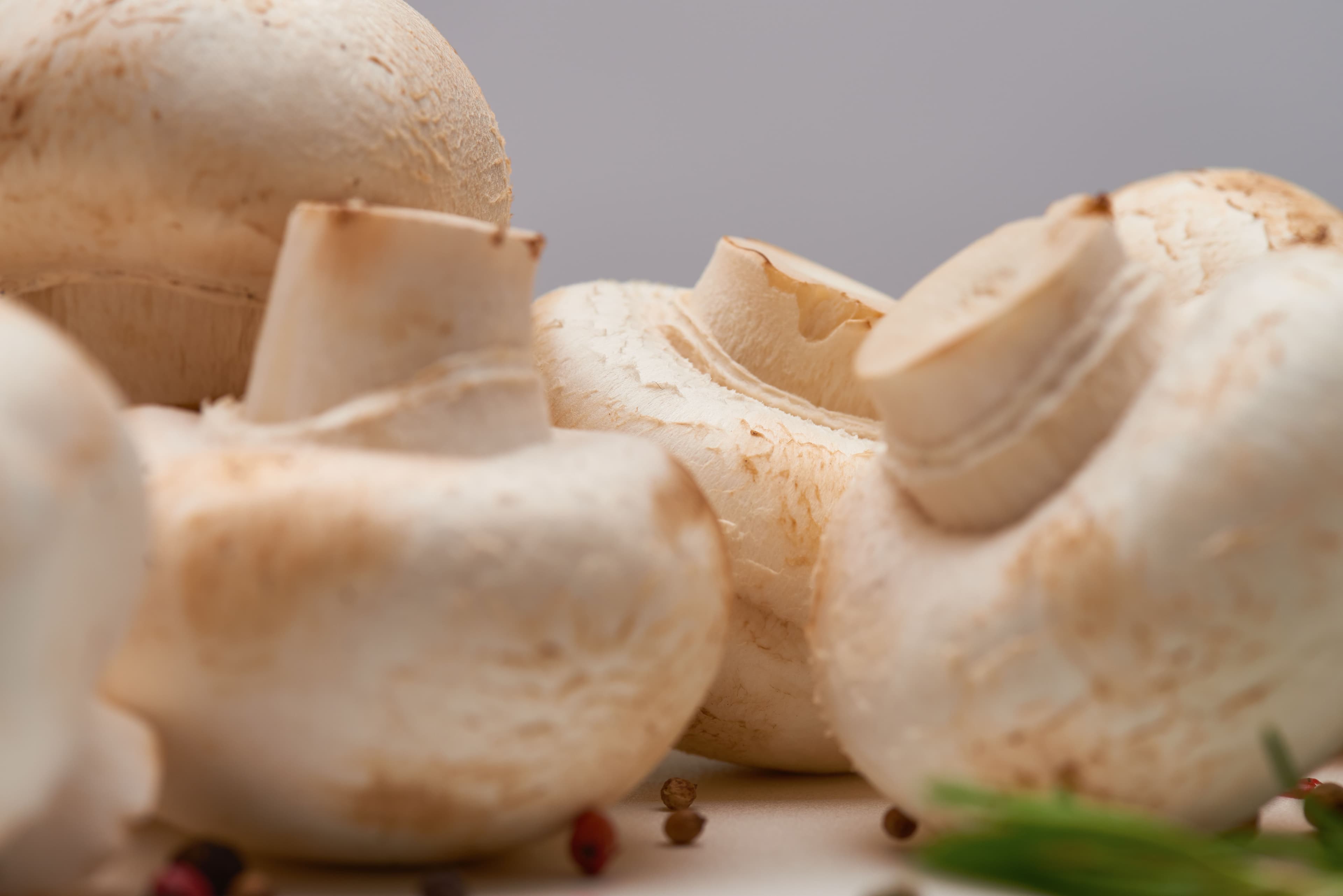 Macro shot of white button mushrooms close up - Image credit: Mediaphotos | stock.adobe.com