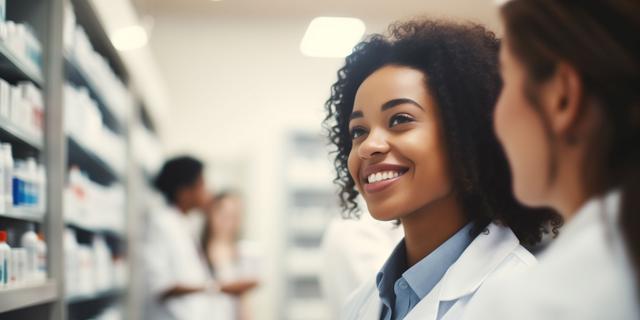 Smiling pharmacy technician assists customers with zea - Image credit: Cala Serrano | stock.adobe.com