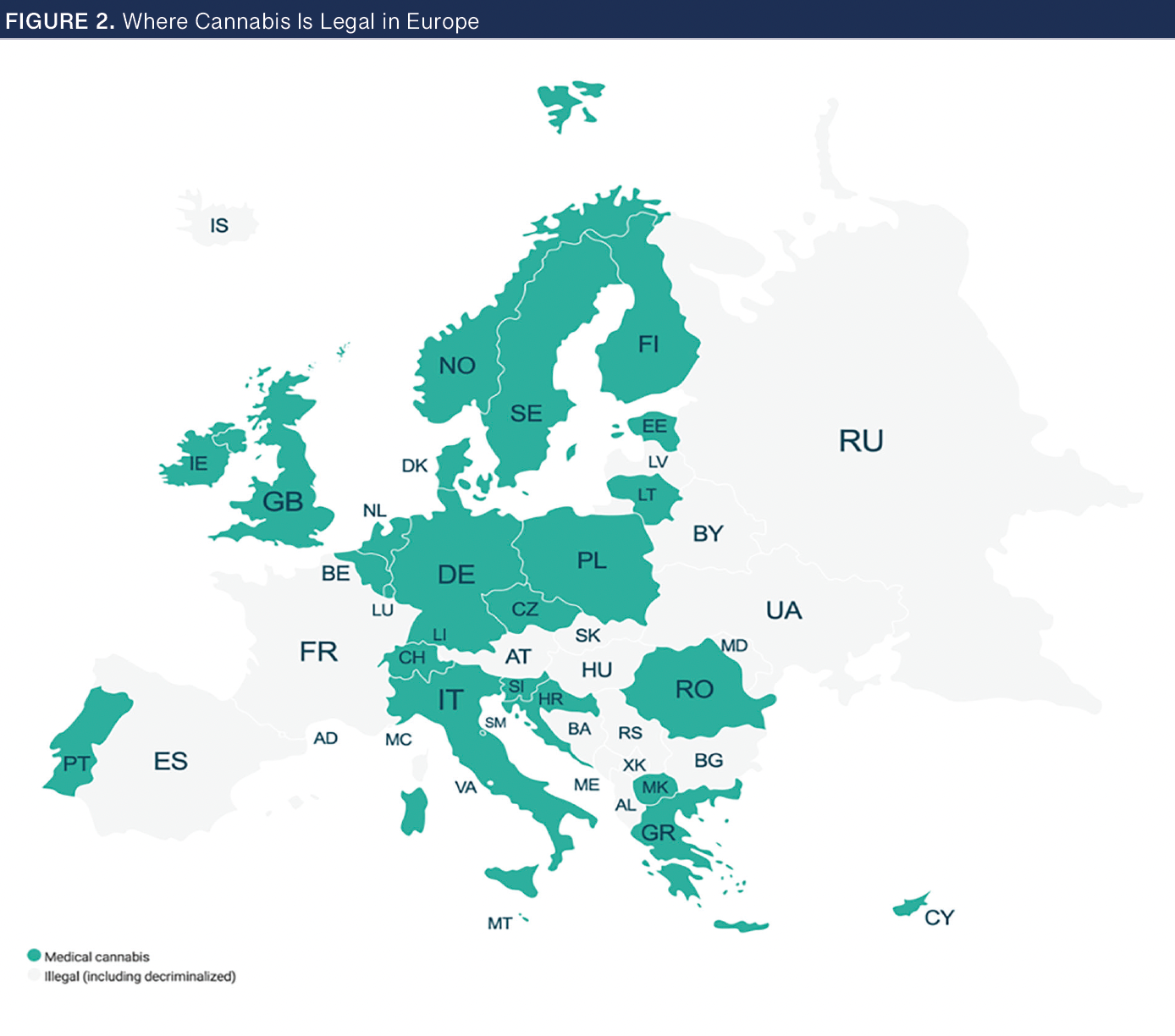 Representing Europe’s legal cannabis landscape, this map illustrates widespread medical adoption across the European Union (EU). This map was last updated in December 2022, and the most significant change since then is Germany’s legalization of adult use cannabis in April 2024. The evolving regulatory landscape in the EU mirrors shifting attitudes and policy frameworks across the continent and globe. Image sourced with permission from The Cannigma.