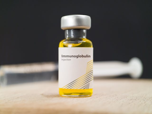 Immunoglobulin vial for injection.