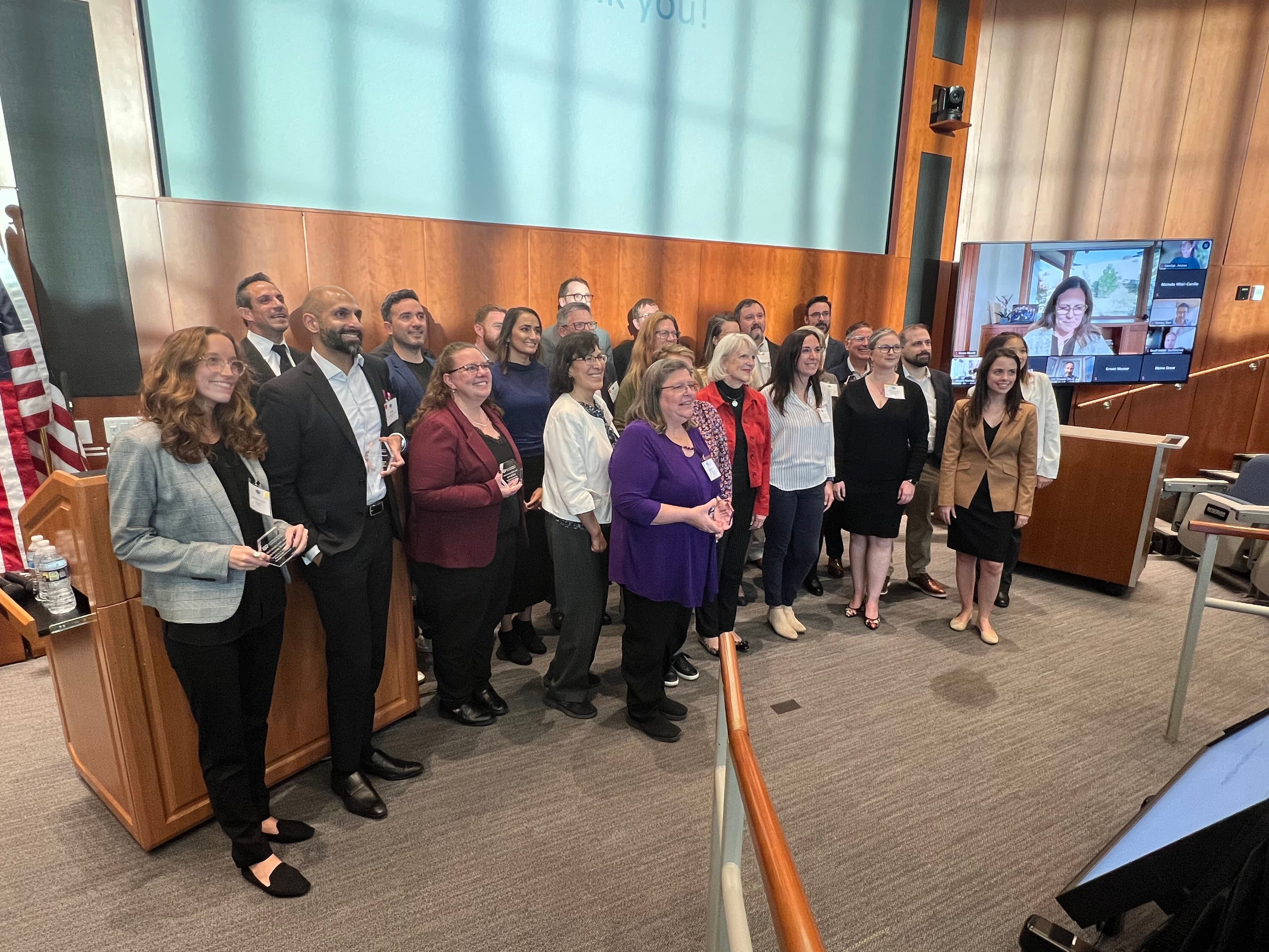 STRIPE meeting organizers and attendees gather during the event for a photo at US Pharmacopeia headquarters in Rockville, Maryland. Image Credit: American Society of Pharmacovigilance 